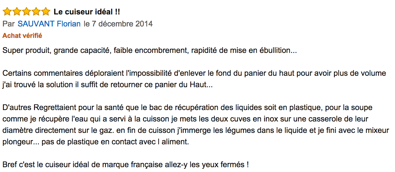 commentaire cuiseur seb inox 6L